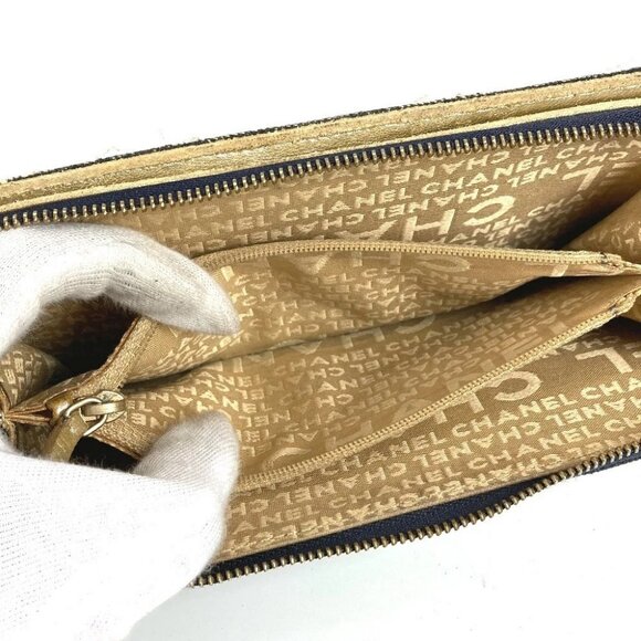 CHANEL A31900 Sparkling denim Zip Around Long Wallet Denim blue - Picture 14 of 16